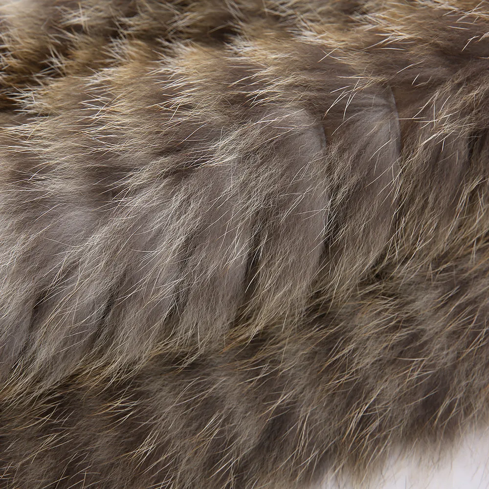 Women's Real Fox Fur Knitted Coat with Big Collar