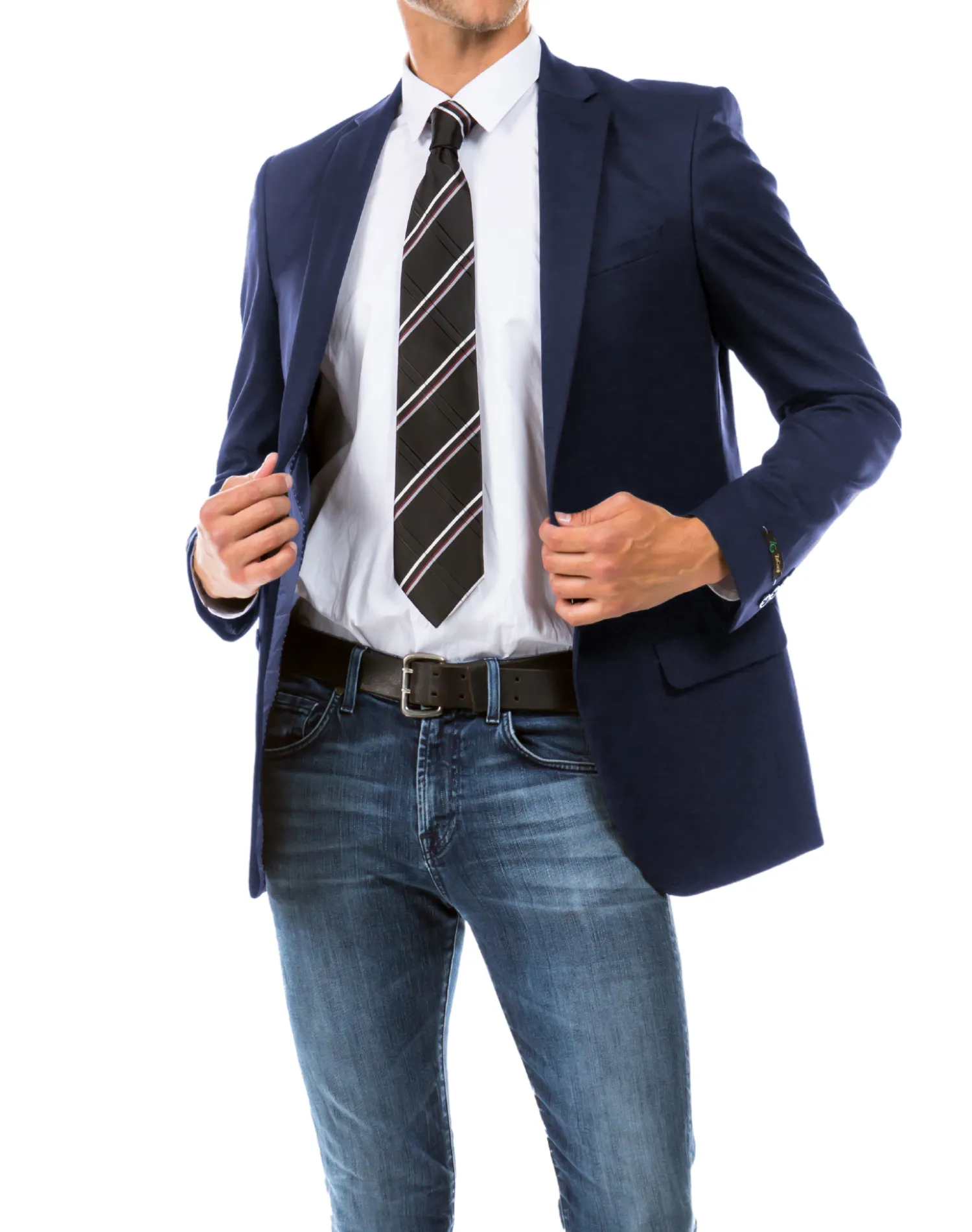 Zegarie Solid Modern Fit Jacket - Navy Blue