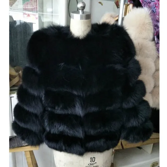 ZIRUNKING Women Warm Real Fox Fur Coat Short Winter Fur Jacket Outerwear Natural Blue Fox Fur Coats for Women ZC1636
